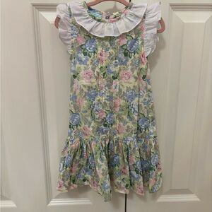 Floral Ruffle Collar Kids Dress